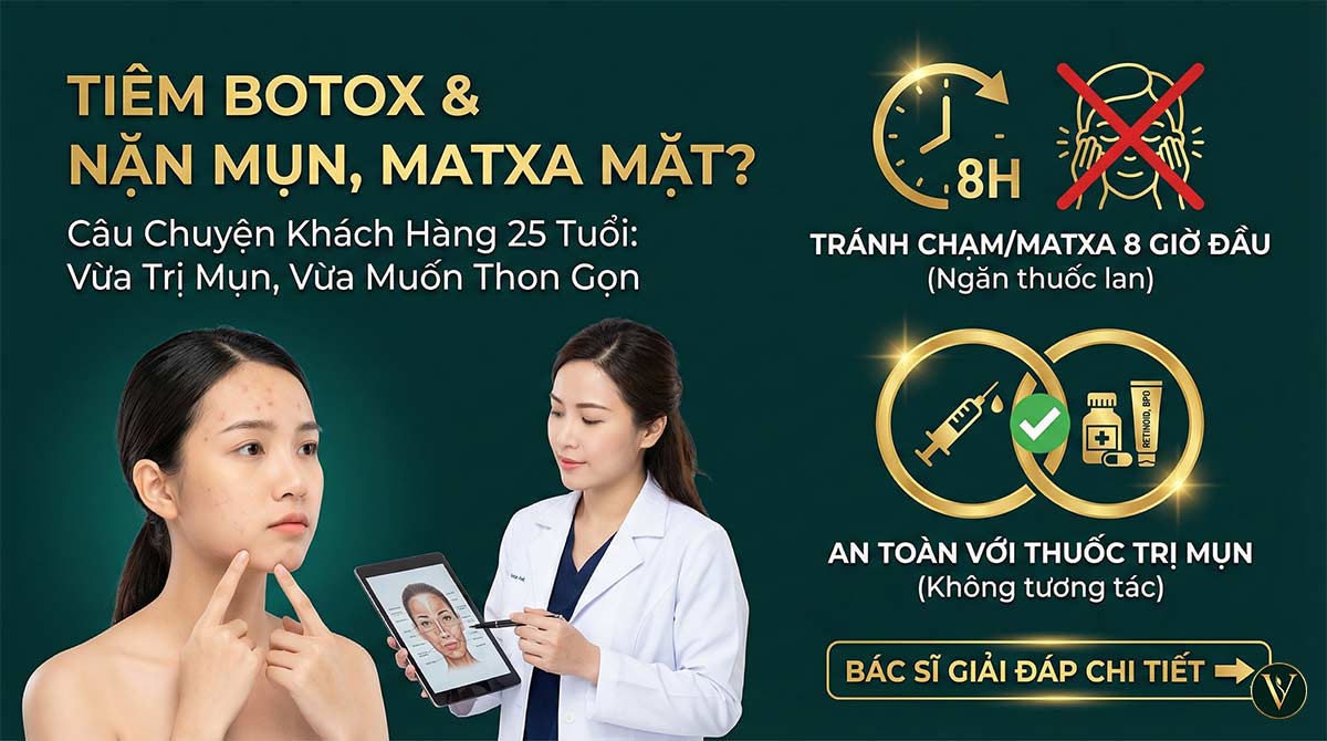 tiêm botox xong có đi nặn mụn matxa da mặt được không