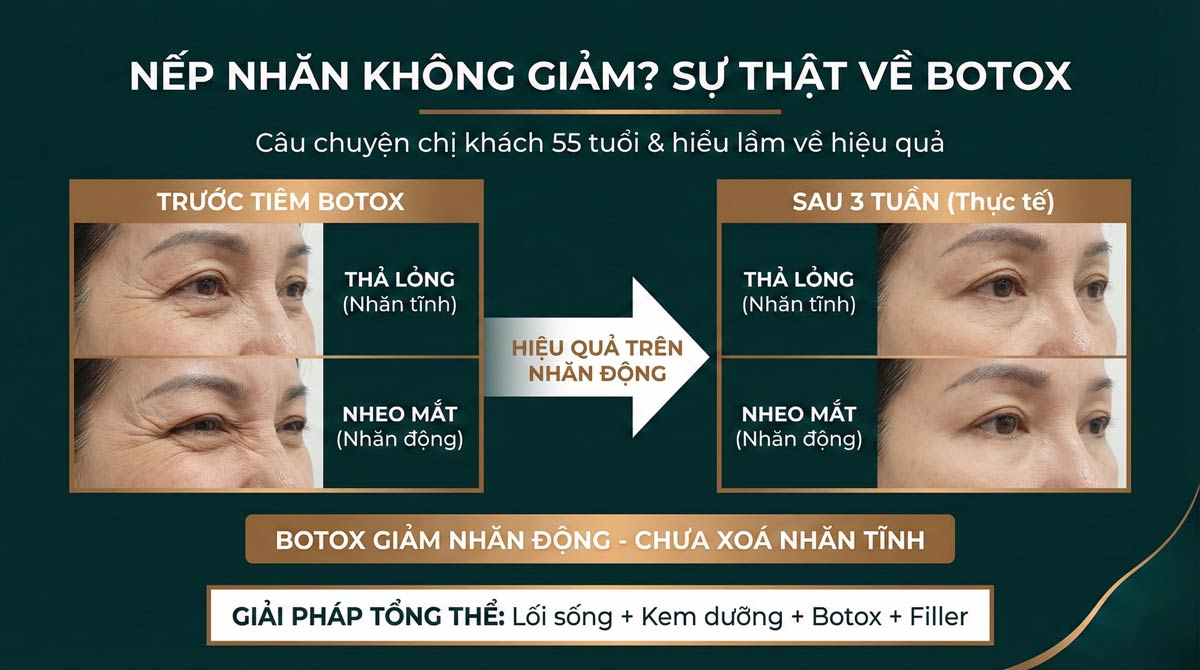 Nếp nhăn không giảm sau tiêm Botox