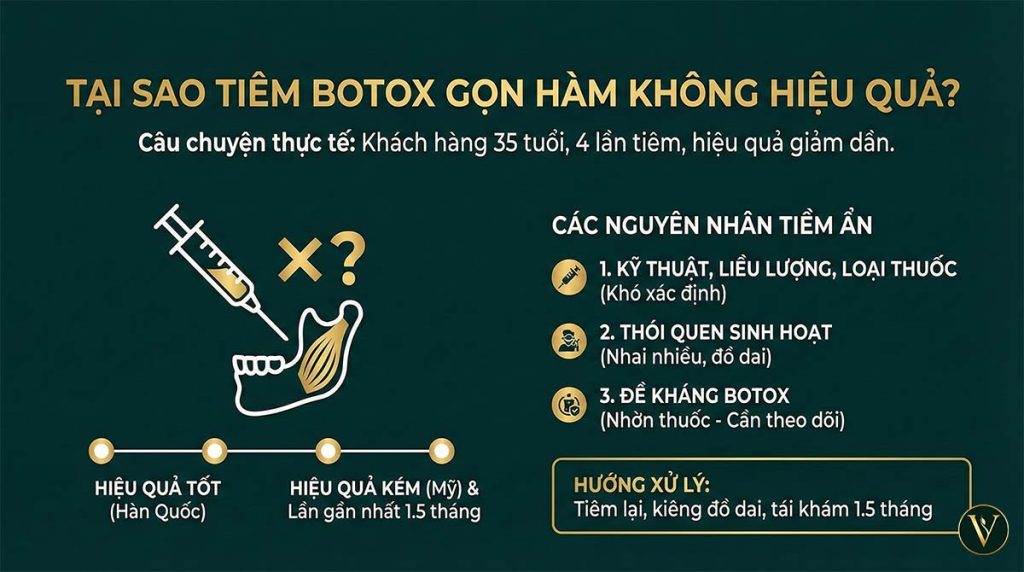 Tại sao tiêm botox gọn hàm không hiệu quả